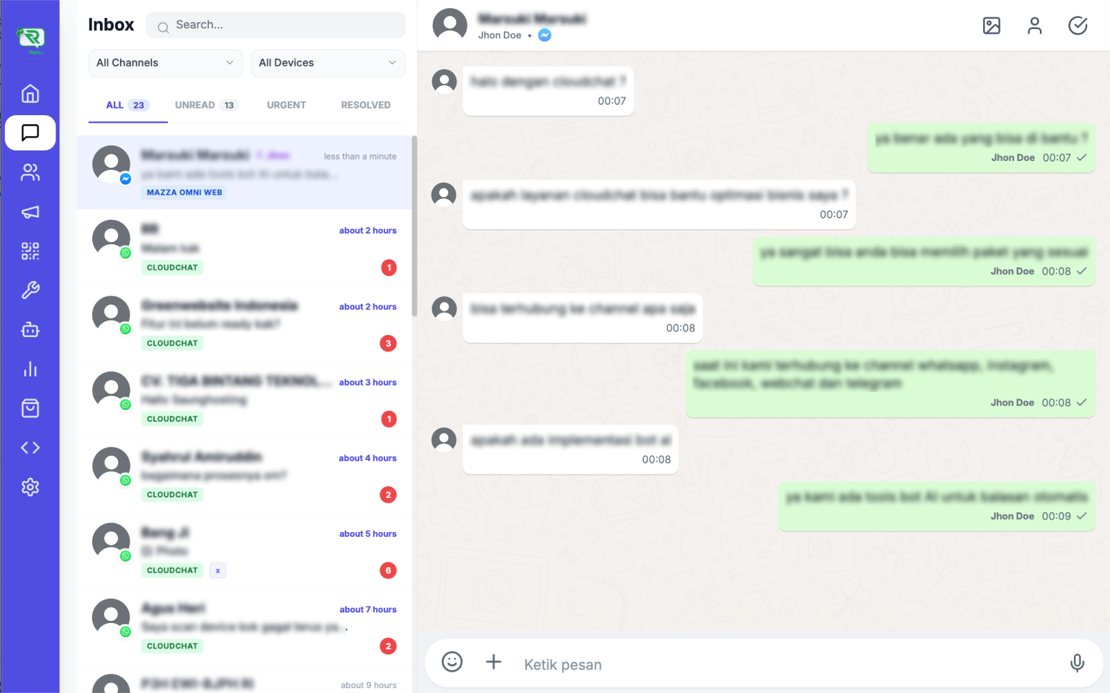 Dashboard CloudChat